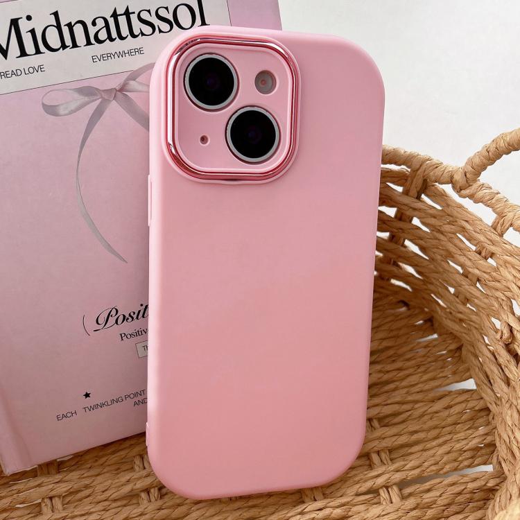 For iPhone 15 Fat Dun Solid Color Metal Photo Frame TPU Phone Case