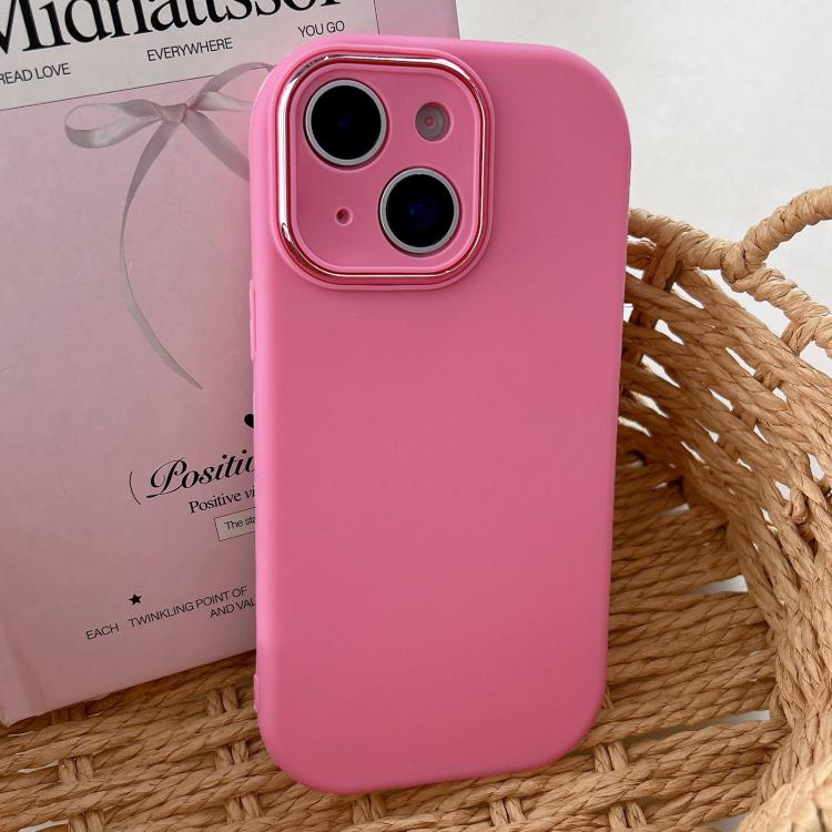 For iPhone 14 Fat Dun Solid Color Metal Photo Frame TPU Phone Case