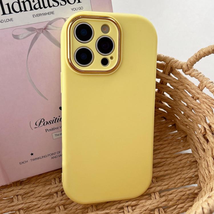 For iPhone 14 Pro Max Fat Dun Solid Color Metal Photo Frame TPU Phone Case