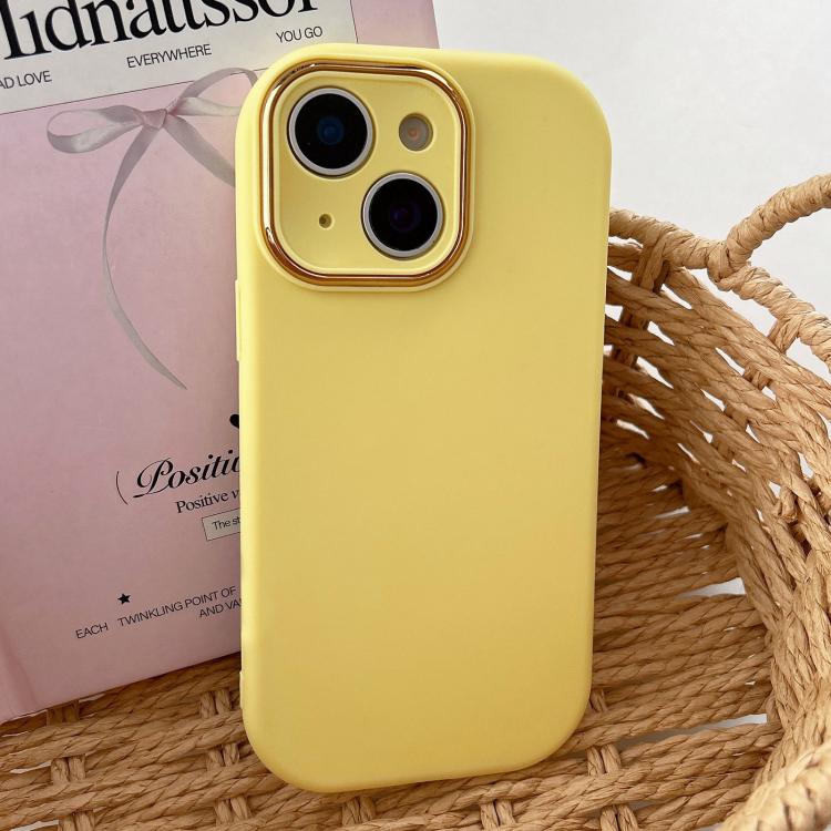 For iPhone 13 Fat Dun Solid Color Metal Photo Frame TPU Phone Case