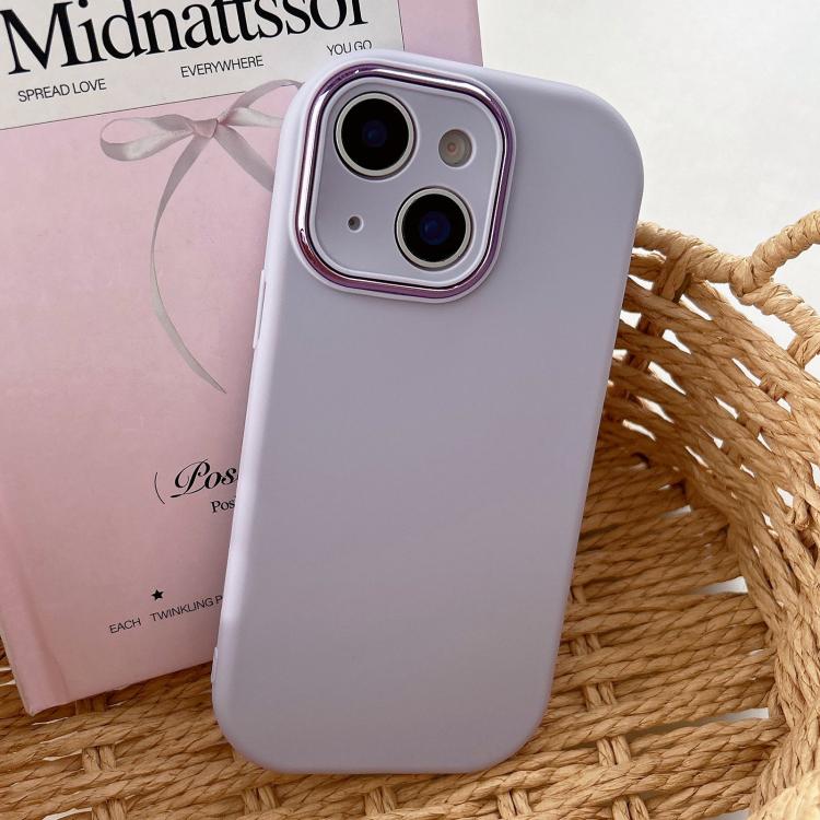 For iPhone 13 Fat Dun Solid Color Metal Photo Frame TPU Phone Case