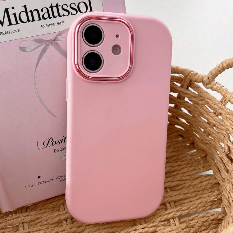 For iPhone 12 Fat Dun Solid Color Metal Photo Frame TPU Phone Case
