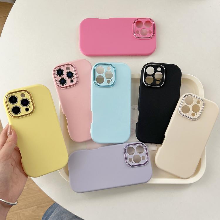 For iPhone 16 Pro Max Fat Dun Solid Color Metal Photo Frame TPU Phone Case