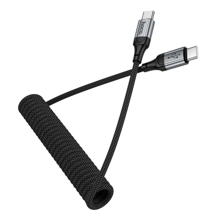 hoco X121 Nuevo 60W Fast Charging Type-C to Type-C Spring Braided Data Cable - Black