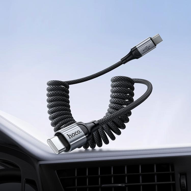 hoco X121 Nuevo 60W Fast Charging Type-C to Type-C Spring Braided Data Cable - Black