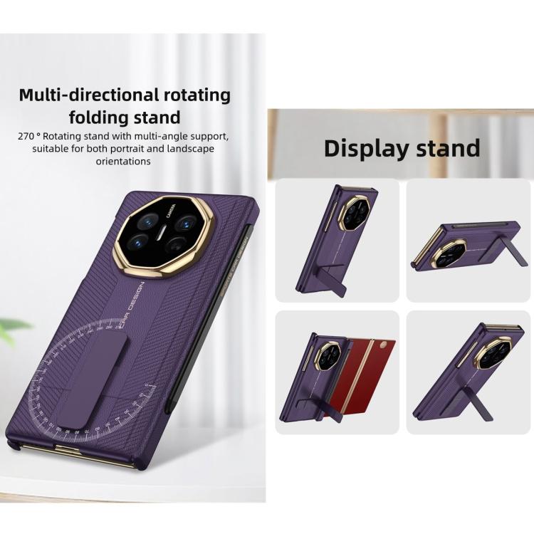 For Huawei Mate XT Ultimate Design GKK Magnetic Folding Plain Leather Rotating Stand Phone Case with Magnetic Stylus