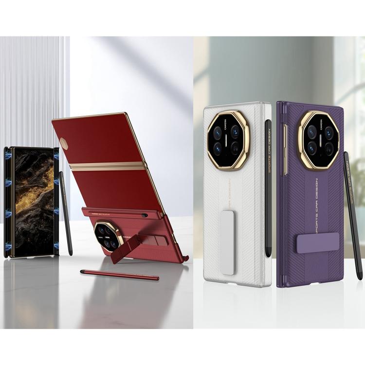 For Huawei Mate XT Ultimate Design GKK Magnetic Folding Plain Leather Rotating Stand Phone Case with Magnetic Stylus
