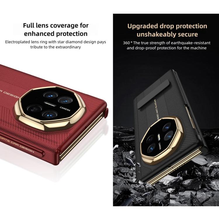 For Huawei Mate XT Ultimate Design GKK Magnetic Folding Plain Leather Rotating Stand Phone Case with Magnetic Stylus