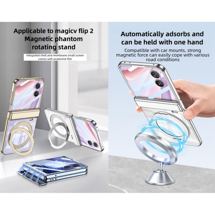 For Honor Magic V Flip 2 GKK Integrated Folding Magnetic Hinge Phantom Phone Case with Rotating Stand