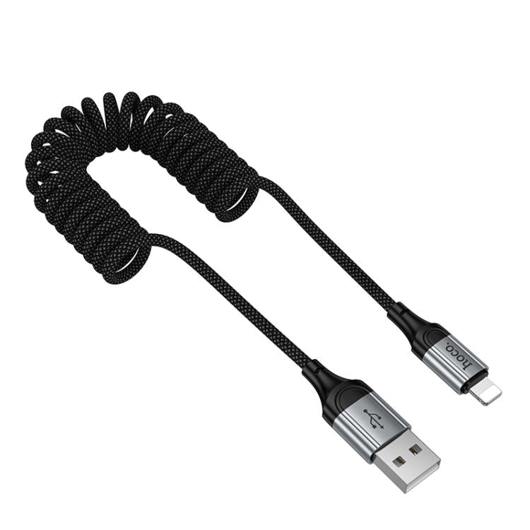 hoco X121 Nuevo Charging USB-A to 8 Pin Spring Braided Data Cable - Black