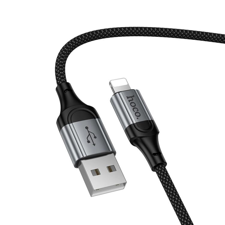 hoco X121 Nuevo Charging USB-A to 8 Pin Spring Braided Data Cable - Black