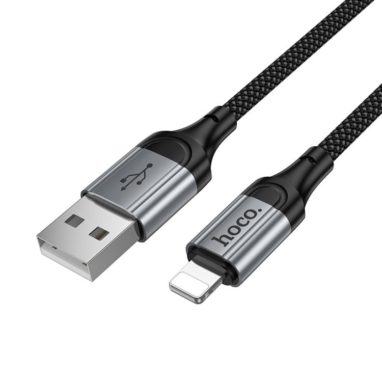 hoco X121 Nuevo Charging USB-A to 8 Pin Spring Braided Data Cable - Black