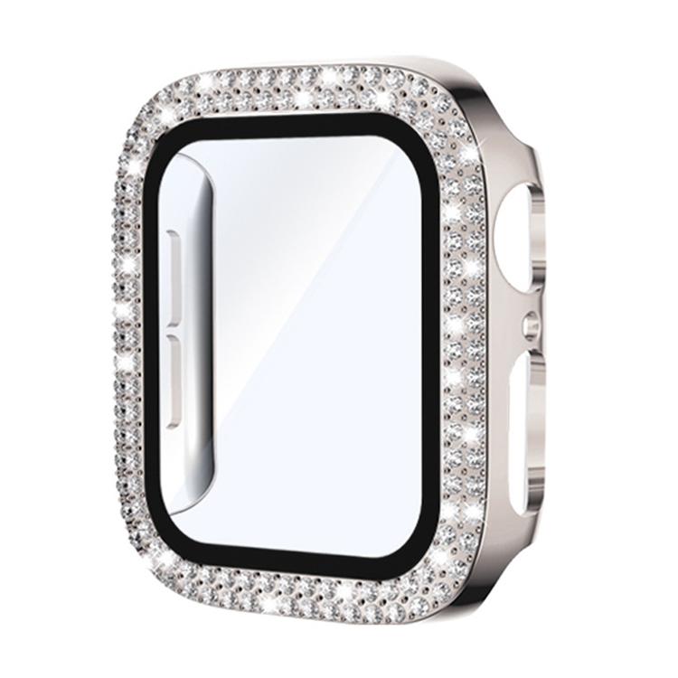 For Apple Watch Series 11 46mm / 10 46mm xDfind Double Row Diamond Tempered Glass Film Integrated PC Watch Cover