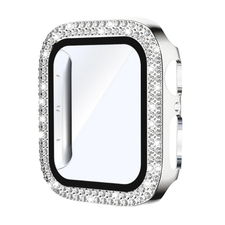 For Apple Watch Series 11 46mm / 10 46mm xDfind Double Row Diamond Tempered Glass Film Integrated PC Watch Cover