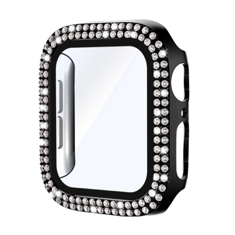 For Apple Watch Series 9 / 8 / 7 45mm xDfind Double Row Diamond Tempered Glass Film Integrated PC Watch Cover