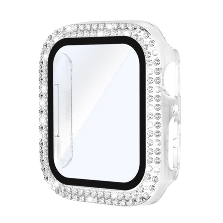 For Apple Watch Series 9 / 8 / 7 45mm xDfind Double Row Diamond Tempered Glass Film Integrated PC Watch Cover