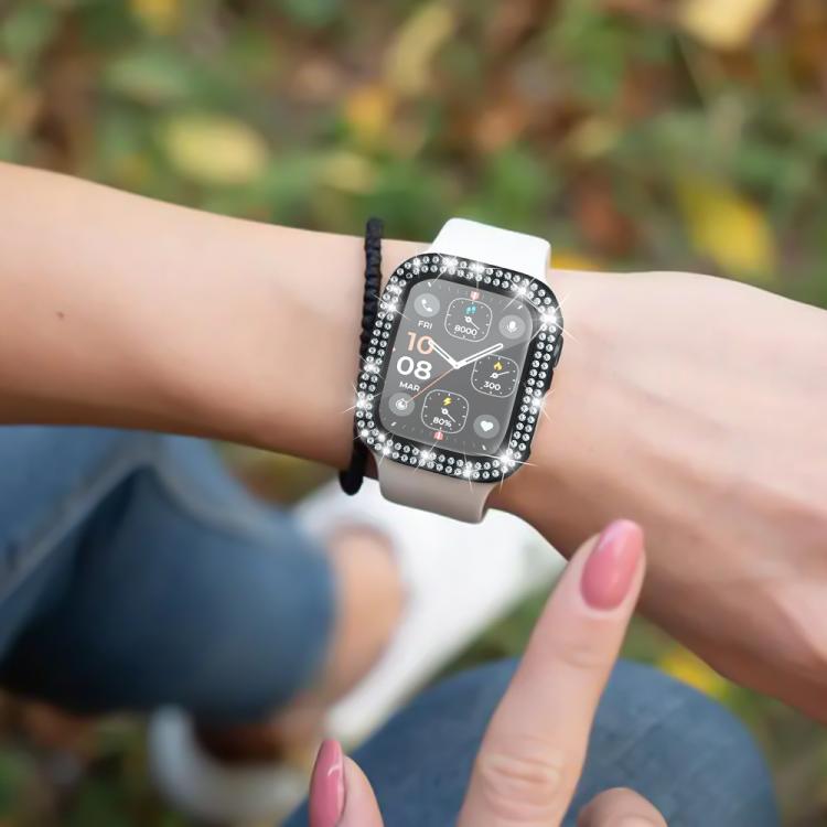 For Apple Watch Series 6 / 5 / 4 / SE 40mm xDfind Double Row Diamond Tempered Glass Film Integrated PC Watch Cover