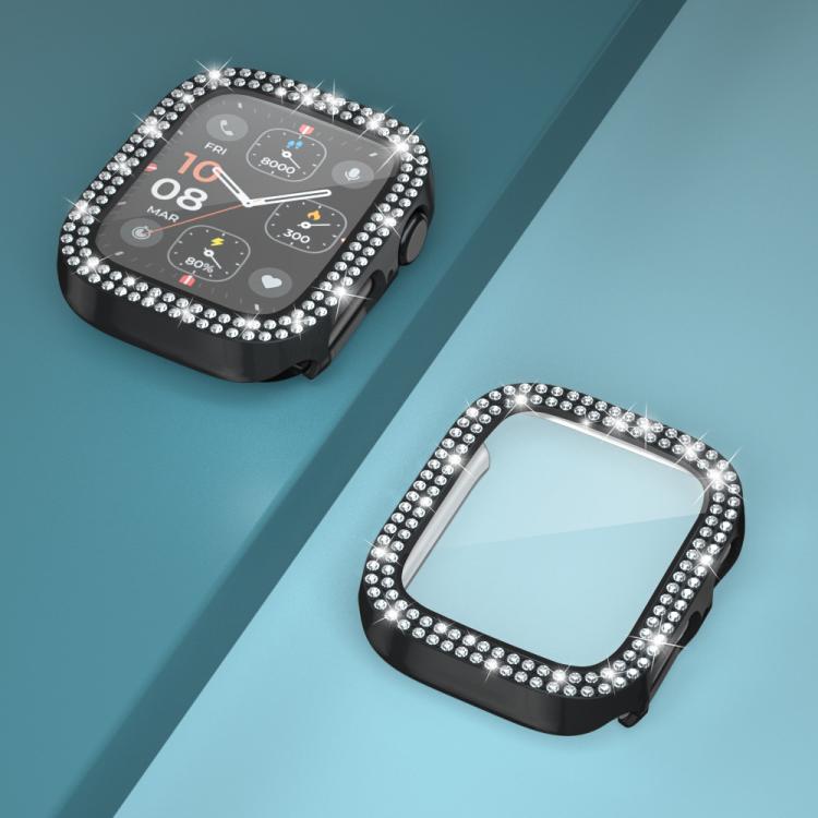 For Apple Watch Series 9 / 8 / 7 45mm xDfind Double Row Diamond Tempered Glass Film Integrated PC Watch Cover