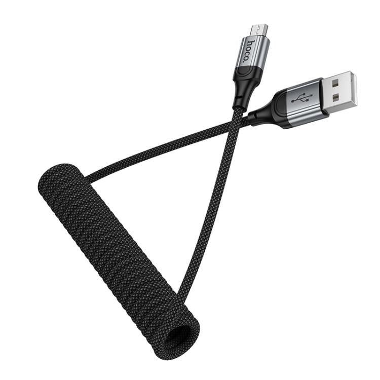 hoco X121 Nuevo Charging USB-A to Micro Spring Braided Data Cable - Black