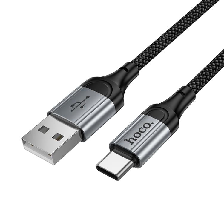 hoco X121 Nuevo Charging USB-A to Type-C Spring Braided Data Cable - Black