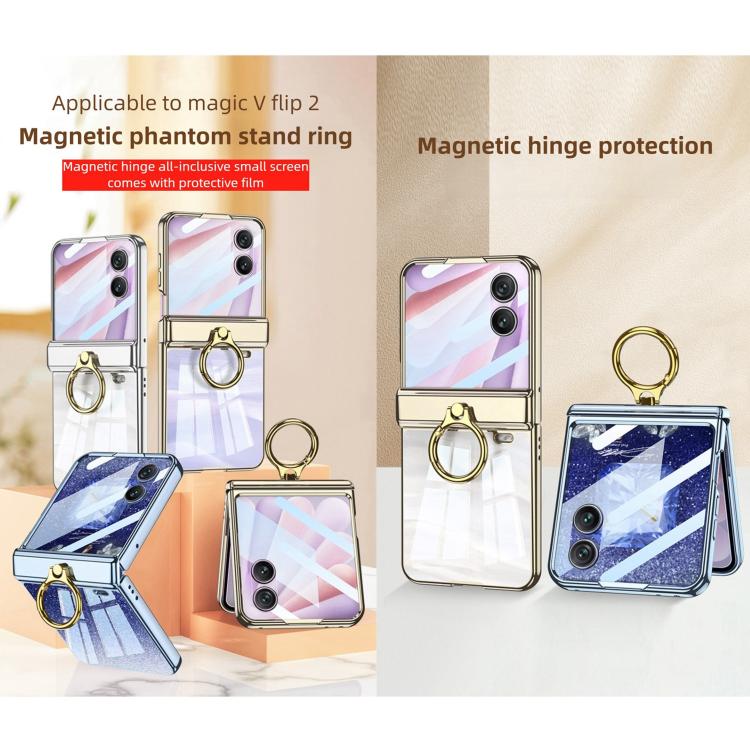 For Honor Magic V Flip 2 GKK Integrated Folding Magnetic Hinge Phantom Phone Case with Ring Holder