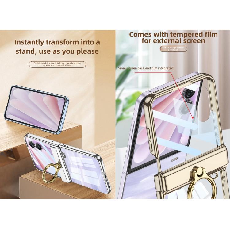 For Honor Magic V Flip 2 GKK Integrated Folding Magnetic Hinge Phantom Phone Case with Ring Holder