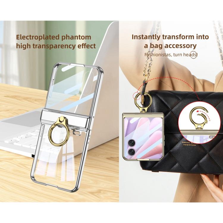 For Honor Magic V Flip 2 GKK Integrated Folding Magnetic Hinge Phantom Phone Case with Ring Holder