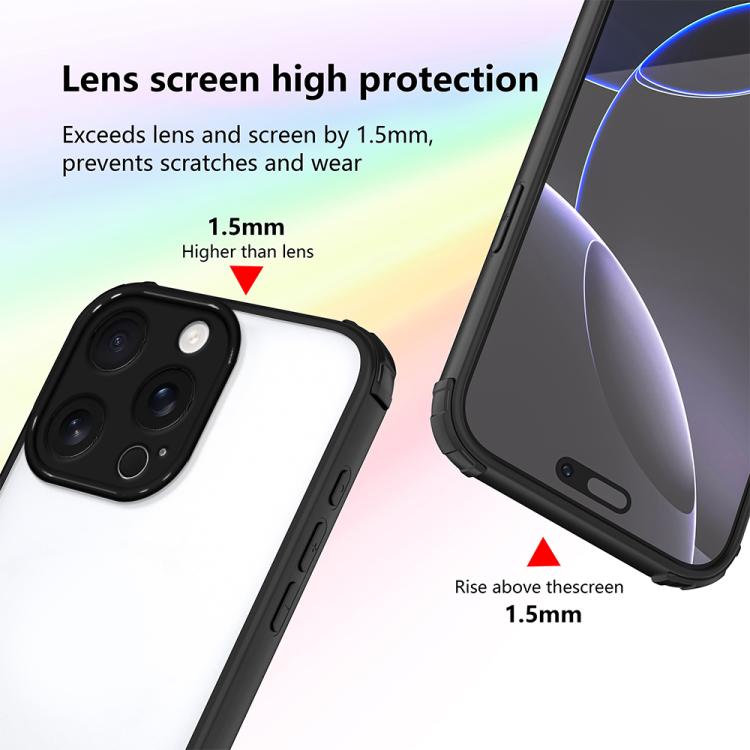 For iPhone 16 Pro Max Four Corners Shield Shockproof TPU Hybrid PC Phone Case