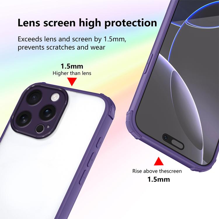 For iPhone 16 Pro Max Four Corners Shield Shockproof TPU Hybrid PC Phone Case