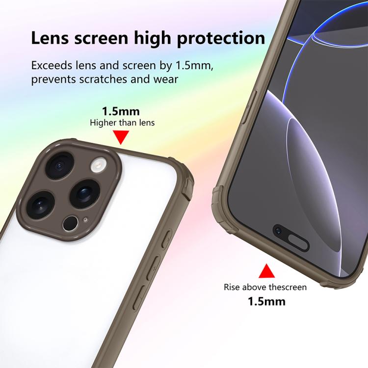 For iPhone 16 Pro Four Corners Shield Shockproof TPU Hybrid PC Phone Case
