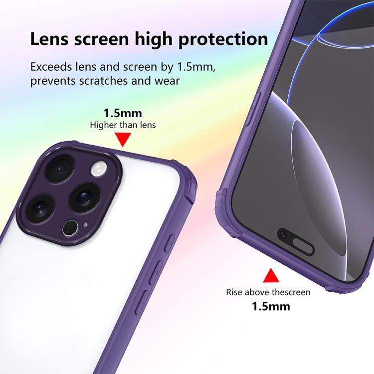 For iPhone 16 Pro Four Corners Shield Shockproof TPU Hybrid PC Phone Case