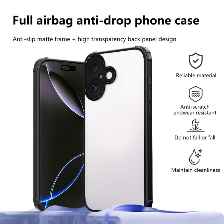 For iPhone 16 Four Corners Shield Shockproof TPU Hybrid PC Phone Case