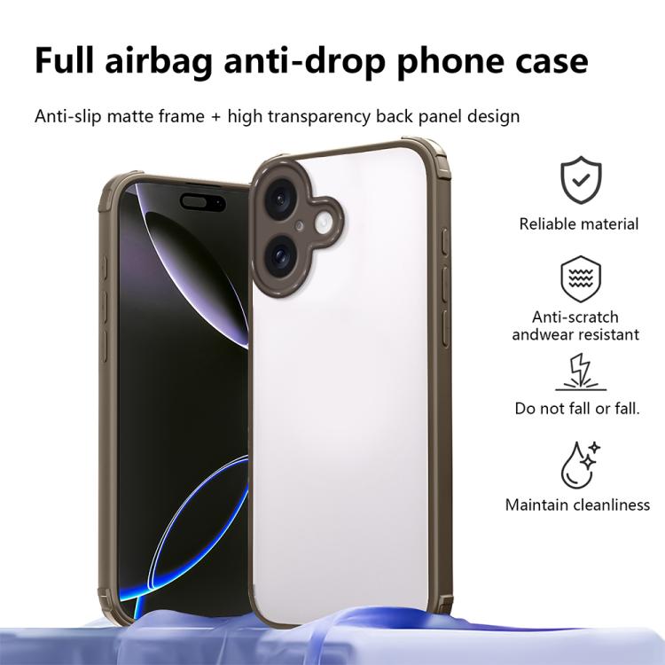 For iPhone 16 Four Corners Shield Shockproof TPU Hybrid PC Phone Case