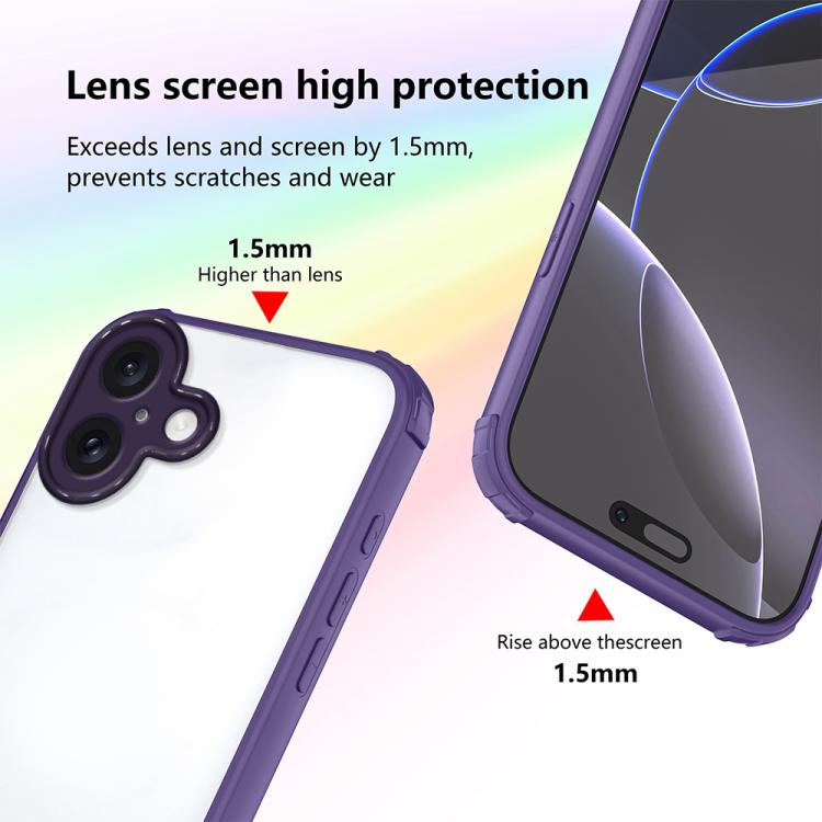 For iPhone 16 Four Corners Shield Shockproof TPU Hybrid PC Phone Case