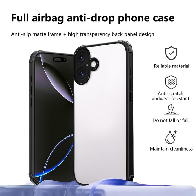 For iPhone 16 Plus Four Corners Shield Shockproof TPU Hybrid PC Phone Case