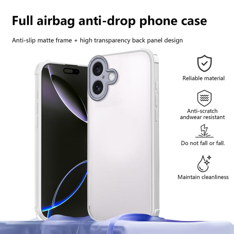 For iPhone 16 Plus Four Corners Shield Shockproof TPU Hybrid PC Phone Case