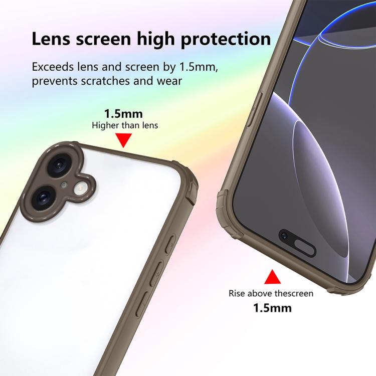 For iPhone 16 Plus Four Corners Shield Shockproof TPU Hybrid PC Phone Case