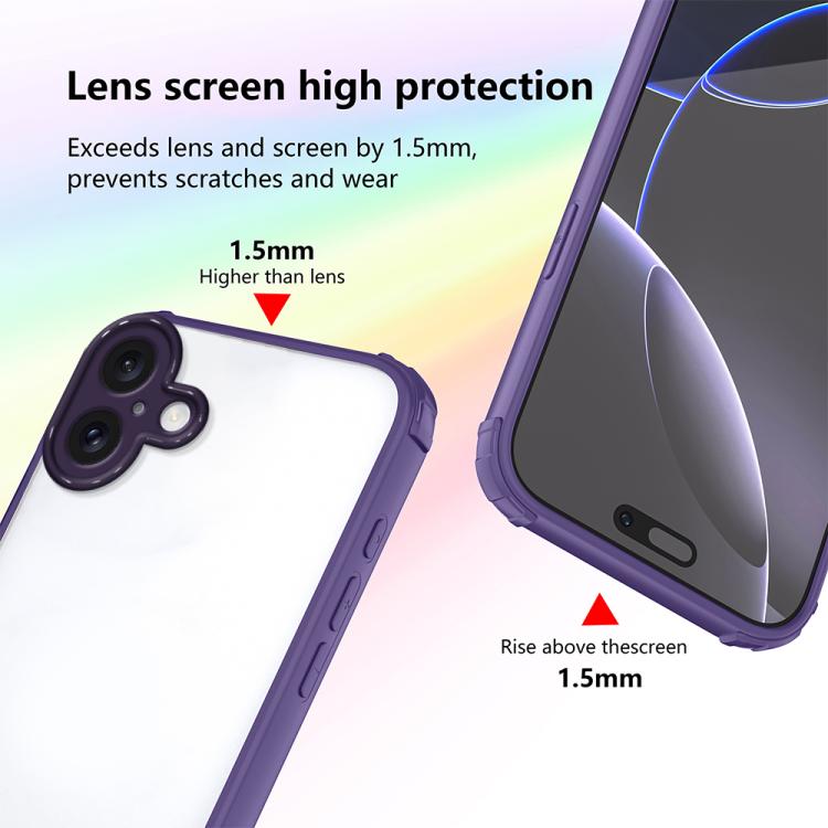 For iPhone 16 Plus Four Corners Shield Shockproof TPU Hybrid PC Phone Case