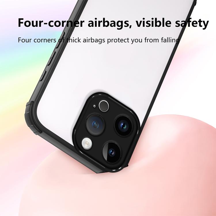 For iPhone 15 Pro Max Four Corners Shield Shockproof TPU Hybrid PC Phone Case