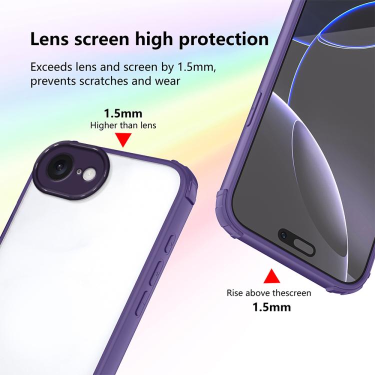 For iPhone 17e / 16e Four Corners Shield Shockproof TPU Hybrid PC Phone Case