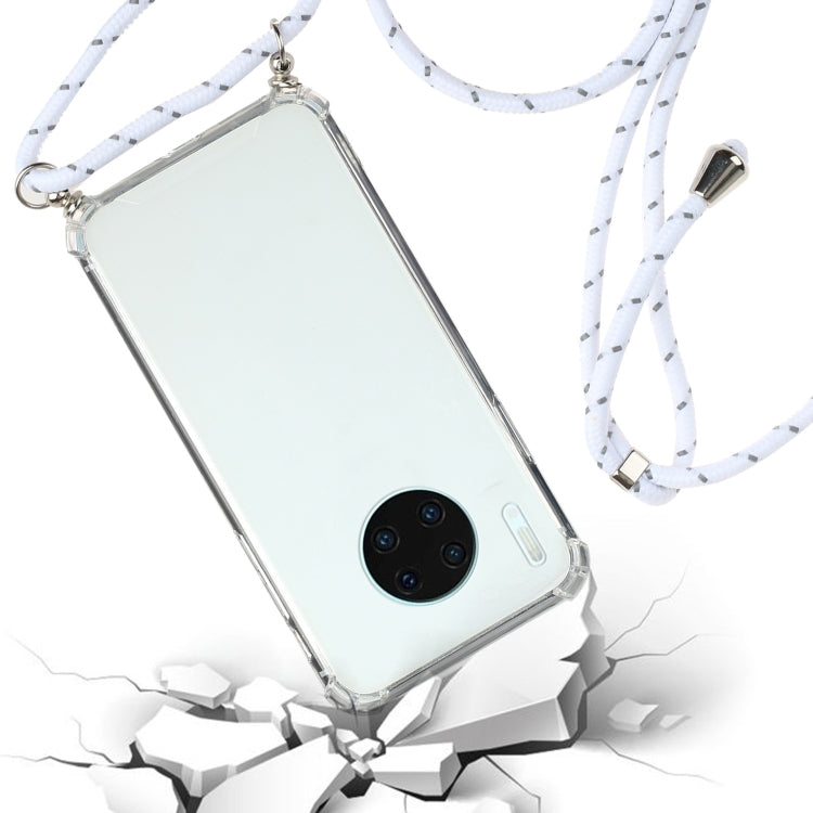 For Huawei Mate 30 Four-Corner Anti-Fall Transparent TPU Protective Case with Lanyard