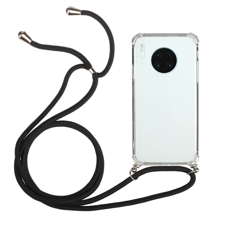 For Huawei Mate 30 Four-Corner Anti-Fall Transparent TPU Protective Case with Lanyard