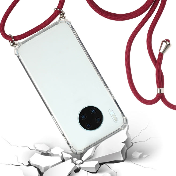 For Huawei Mate 30 Four-Corner Anti-Fall Transparent TPU Protective Case with Lanyard