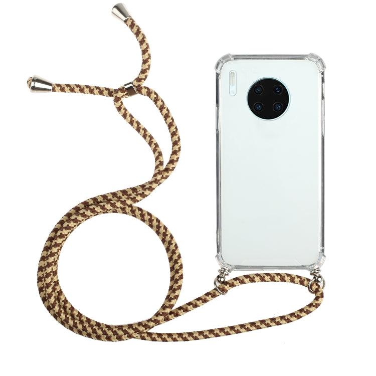 For Huawei Mate 30 Four-Corner Anti-Fall Transparent TPU Protective Case with Lanyard