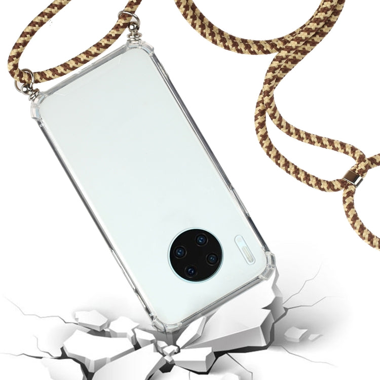 For Huawei Mate 30 Four-Corner Anti-Fall Transparent TPU Protective Case with Lanyard