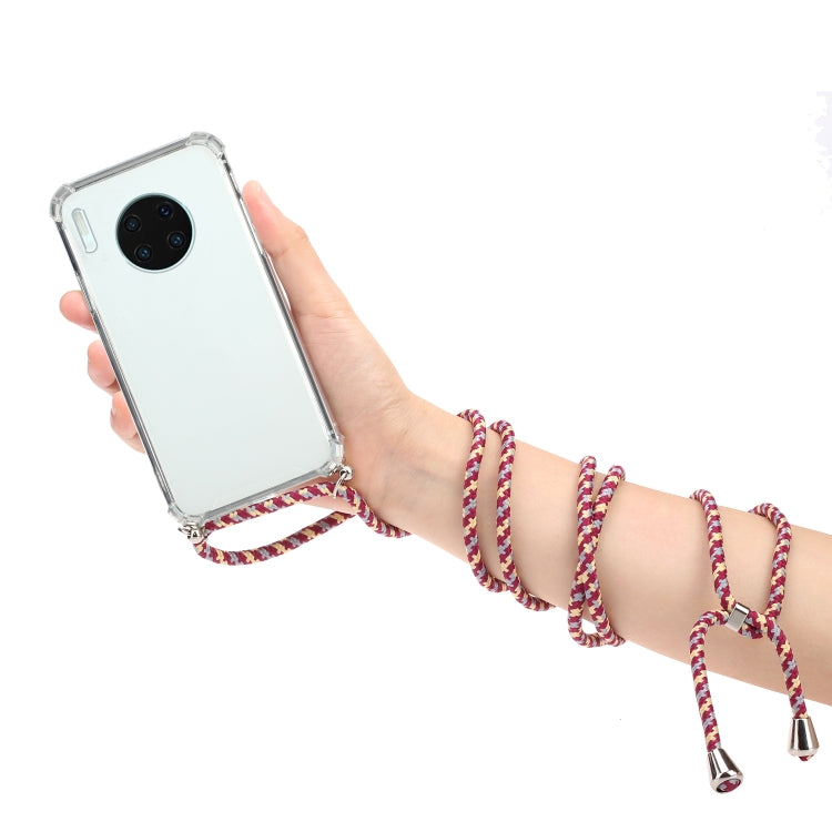 For Huawei Mate 30 Pro Four-Corner Anti-Fall Transparent TPU Protective Case with Lanyard