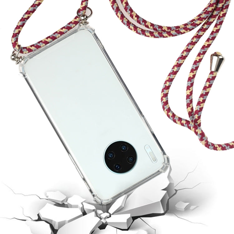 For Huawei Mate 30 Pro Four-Corner Anti-Fall Transparent TPU Protective Case with Lanyard