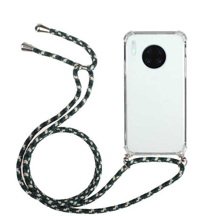 For Huawei Mate 30 Pro Four-Corner Anti-Fall Transparent TPU Protective Case with Lanyard