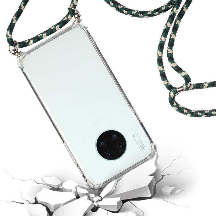 For Huawei Mate 30 Pro Four-Corner Anti-Fall Transparent TPU Protective Case with Lanyard