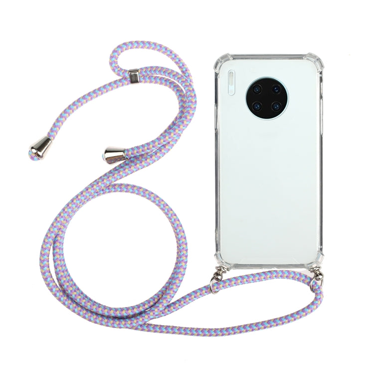 For Huawei Mate 30 Pro Four-Corner Anti-Fall Transparent TPU Protective Case with Lanyard